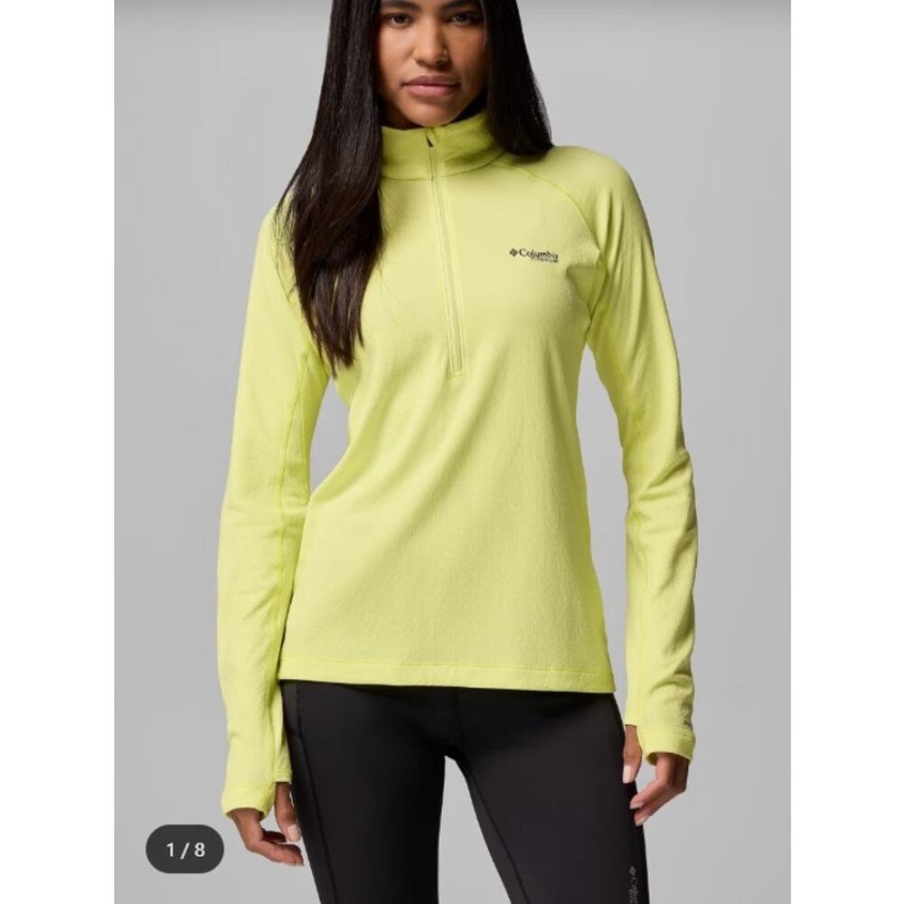 Columbia Women's DriVenture Half Zip Shirt Large Yellow Titanium Hiking Outdoor
